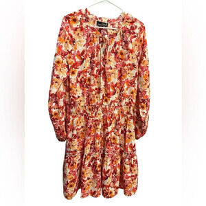 Suzanne Betro tie notch neck smock waist dress size XL